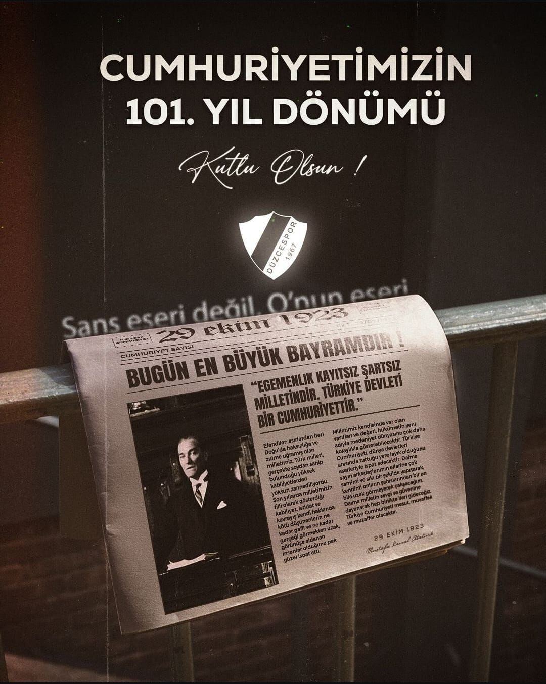 Cumhuriyetimizin 101. yılı kutlu olsun!